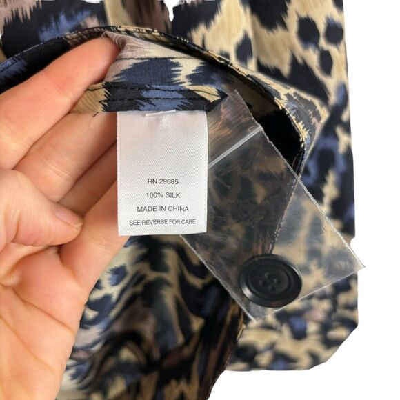 NWT Pendleton Silk Blue Tan Animal Print Light Blazer Top Women's Petite Medium - Picture 7 of 7